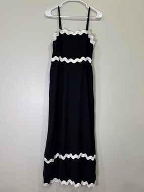 Black Maxi Dress with White Scallop Trim